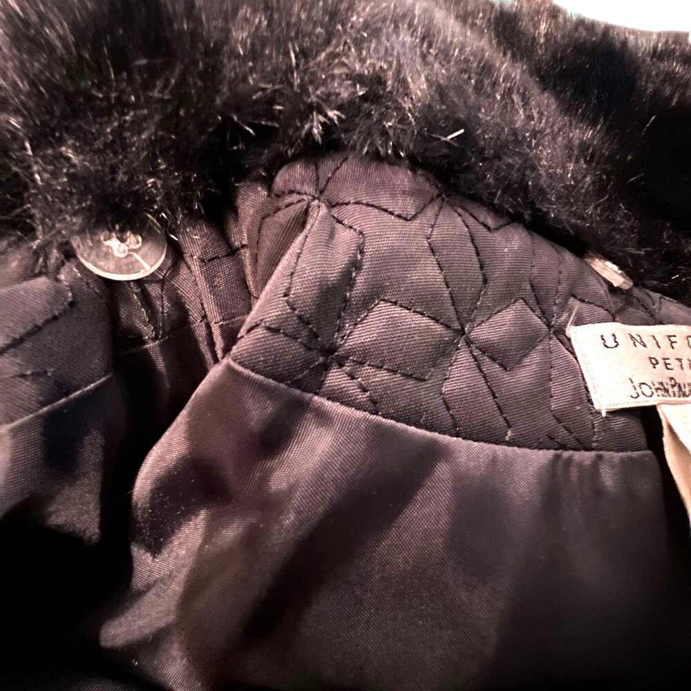 NWT John Paul Richard Uniform Quilted Black Jacket Silk Faux Fur Pockets PL - Picture 6 of 14